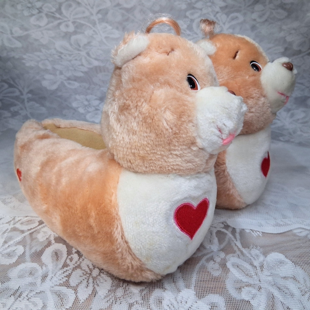 Vintage 1984 Care Bears Slippers Tenderheart Bear - Picture 5 of 14